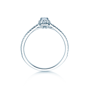 Engagement ring Emerald Halo Pavé in 14K white gold with diamonds 0.75ct G/VS
