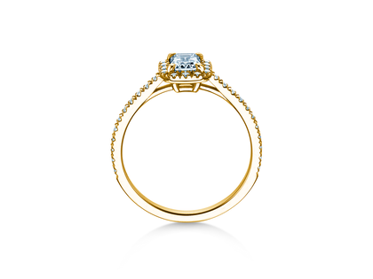 Engagement ring Emerald Halo Pavé in 9K yellow gold with lab-grown diamonds 2.02ct E/VS