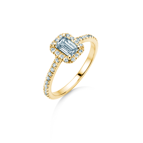 Engagement ring Emerald Halo Pavé in 9K yellow gold with lab-grown diamonds 2.02ct E/VS