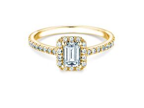 Engagement ring Emerald Halo Pavé in 9K yellow gold with lab-grown diamonds 2.02ct E/VS