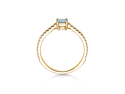 Engagement ring Emerald Pavé in 14K yellow gold with diamonds 0.40ct G/VS