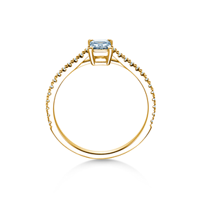 Engagement ring Emerald Pavé in 14K yellow gold with diamonds 0.40ct G/VS