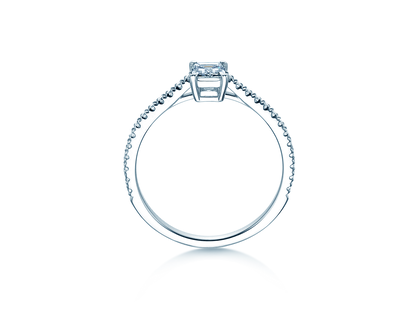 Engagement ring Emerald Pavé in 14K white gold with diamonds 0.40ct G/VS