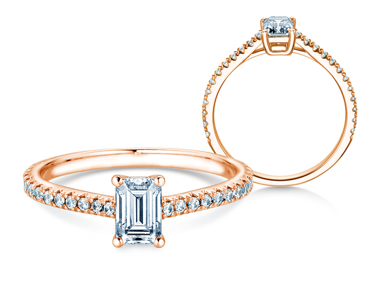 Engagement ring Emerald Pavé in rose gold