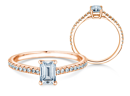 Engagement ring Emerald Pavé in rose gold