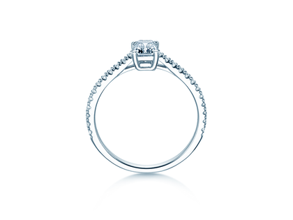 Engagement ring Emerald Pavé in platinum