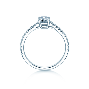 Engagement ring Emerald Pavé in platinum
