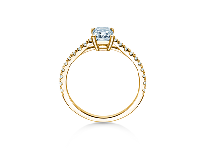 Engagement ring Emerald Pavé in 9K yellow gold with lab-grown diamonds 1.82ct E/VS