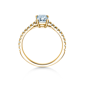 Engagement ring Emerald Pavé in 9K yellow gold with lab-grown diamonds 1.82ct E/VS