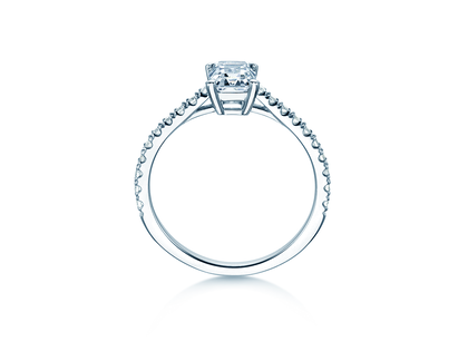 Engagement ring Emerald Pavé in white gold