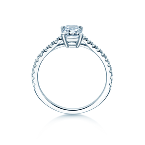 Engagement ring Emerald Pavé in white gold