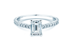 Engagement ring Emerald Pavé in white gold