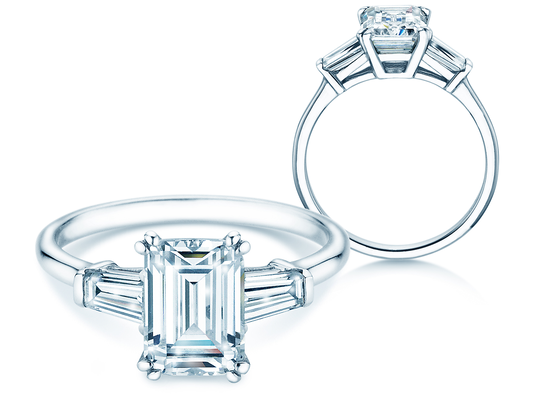 Engagement ring Emerald Tapered Baguette Lab-grown diamond