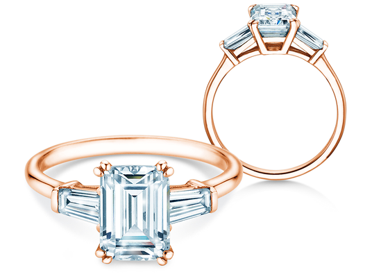 Engagement ring Emerald Tapered Baguette Lab-grown diamond