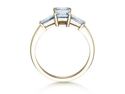 Engagement ring Emerald Tapered Baguette in 9K yellow gold with lab-grown diamonds 0.41ct E/VS