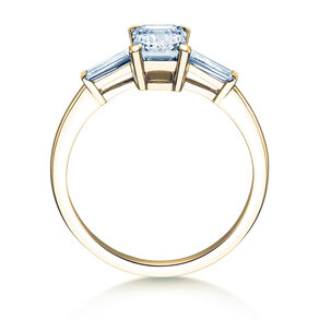Engagement ring Emerald Tapered Baguette in 9K yellow gold with lab-grown diamonds 0.41ct E/VS