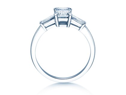 Engagement ring Emerald Tapered Baguette in 14K white gold with lab-grown diamonds 0.41ct E/VS