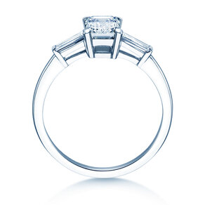 Engagement ring Emerald Tapered Baguette in 14K white gold with lab-grown diamonds 0.41ct E/VS