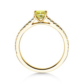 Engagement ring Fancy Yellow Cushion Pavé in 14K yellow gold with diamonds 0.77ct G/SI