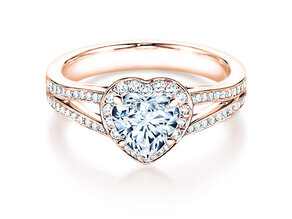 Engagement ring Flame in 18K rosé gold with diamonds 1.54ct G/SI