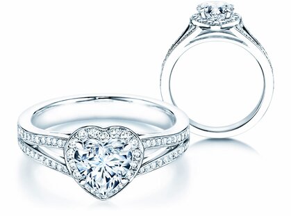 Engagement ring Flame in 18K white gold with diamonds 1.54ct