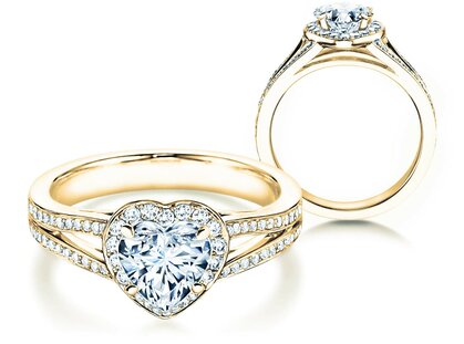 Engagement ring Flame in 18K yellow gold with diamonds 1.54ct
