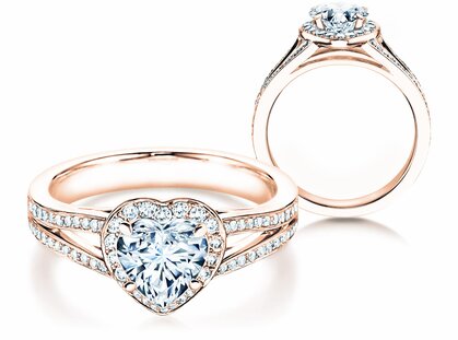 Engagement ring Flame in 18K rosé gold with diamonds 1.54ct G/SI