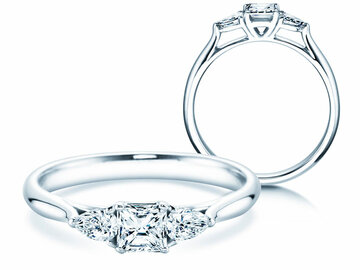 Engagement ring Glory Asscher in 14K white gold with diamonds 0.53ct G/SI