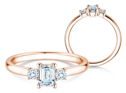 Engagement ring Glory Petite Emerald Cut in rose gold