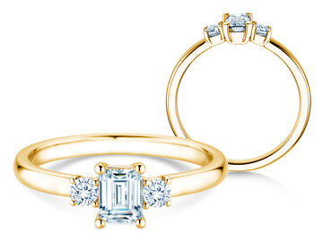 Engagement ring Glory Petite Emerald Cut in yellow gold