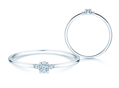 Engagement ring Glory Petite Oval Cut in platinum 950/- with diamonds 0.10ct G/SI