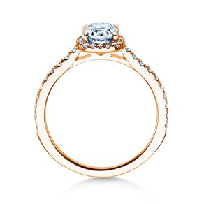 Engagement ring Halo Cushion Pavé in 9K rosé gold with diamonds 0.80ct G/SI