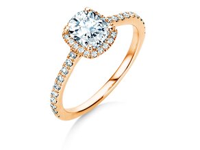 Engagement ring Halo Cushion Pavé in 9K rosé gold with diamonds 0.80ct G/SI