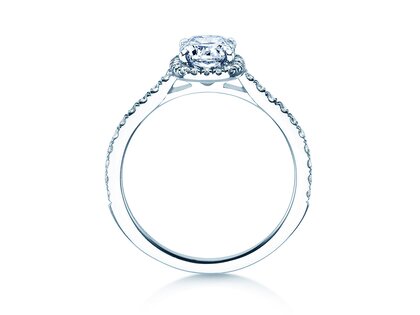 Engagement ring Halo Cushion Pavé in 14K white gold with diamonds 1.30ct G/SI