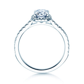 Engagement ring Halo Cushion Pavé in 14K white gold with diamonds 1.30ct G/SI