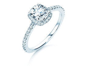 Engagement ring Halo Cushion Pavé in 14K white gold with diamonds 1.30ct G/SI