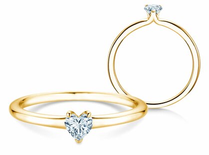 Engagement ring Heart Clean in 14K yellow gold with diamond 0.08ct G/SI