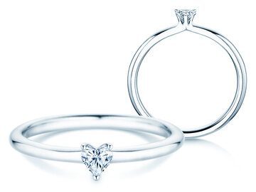 Engagement ring Heart Clean in 14K white gold with diamond 0.08ct G/SI
