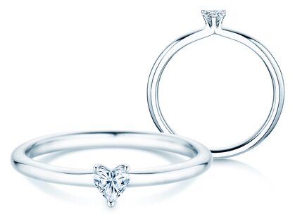 Engagement ring Heart Clean in 14K white gold with diamond 0.08ct G/SI