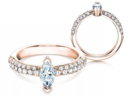 Engagement ring Louis in 18K rosé gold with diamonds 1.12ct G/SI