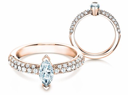 Engagement ring Louis in 18K rosé gold with diamonds 1.12ct G/SI