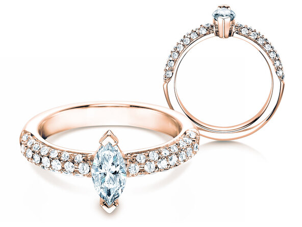 Engagement ring Louis in 18K rosé gold with diamonds 1.12ct G/SI