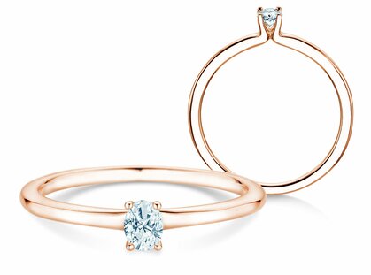 Engagement ring Oval Clean in 14K rosé gold with diamond 0.08ct G/SI