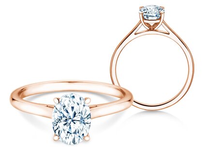 Engagement ring Oval Cut in 18K rosé gold with lab-grown diamond 1.00ct E/VS