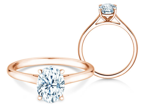 Engagement ring Oval Cut in 18K rosé gold with lab-grown diamond 1.00ct E/VS