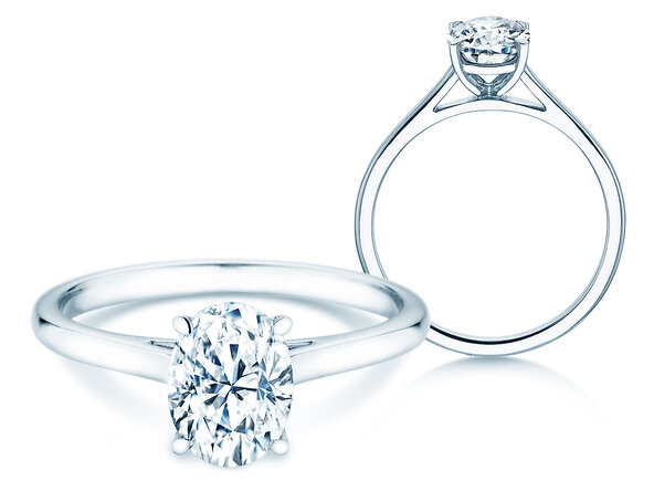 Engagement ring Oval Cut in 14K white gold with lab-grown diamond 2.00ct E/VS