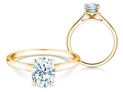 Engagement ring Oval Cut in 9K yellow gold with lab-grown diamond 1.50ct E/VS