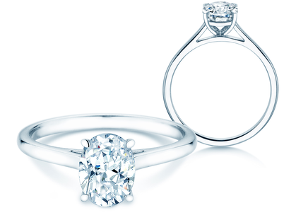 Engagement ring Oval Cut in platinum 950/- with diamond 2.00ct G/SI