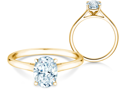 Engagement ring Oval Cut in 14K yellow gold with diamond 2.00ct G/SI