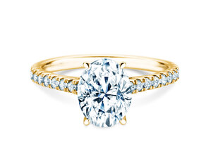 Engagement ring Oval Hidden Halo Pavé in 9K yellow gold with lab-grown diamonds 0.50ct E/VS